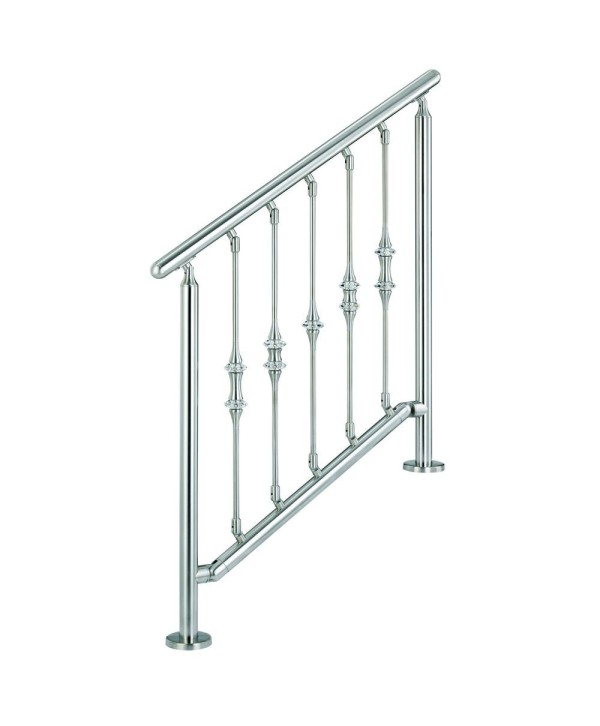 8050 Barandillla elegante con balaustres y detalle central de cristal en acero inox