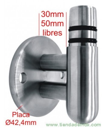 Medidas soporte macizo lateral acero inoxidable satinado 557-INOX