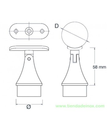 Medida soporte grande regulable de acero inox satinado para tubo redondo 671-INOX