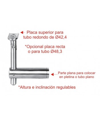 Opciones soporte regulable acero inoxidable para tubo plano vertical 717-INOX