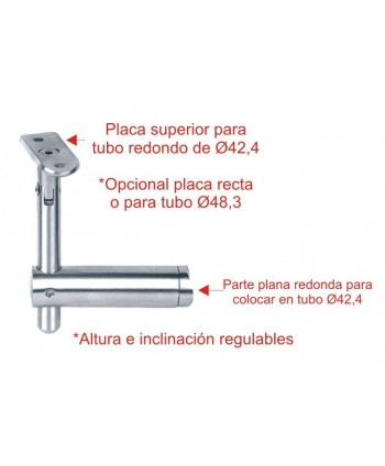Opciones soporte regulable acero inoxidable para tubo plano redondo 718-INOX