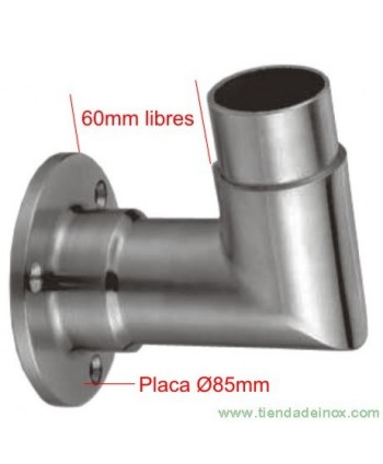 Medida soporte de pared en acero inoxidable satinado para poste o tubo 555-INOX