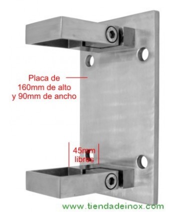 Medida soporte de pared en acero inox satinado para tubo cuadrado 820-INOX