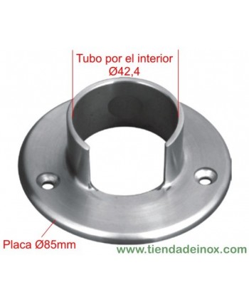 Medida base-soporte para tubo redondo abierto acero inox satinado 851-INOX