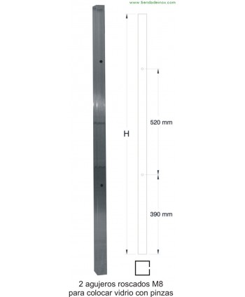 2800-INOX Poste cuadrado acero inoxidable pulido espejo para baranda
