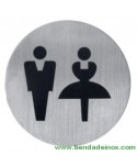 Letrero de acero inoxidable satinado con silueta de "Hombre y Mujer" 951-INOX