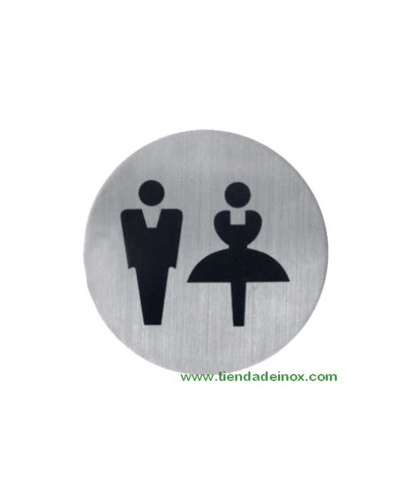 Letrero de acero inoxidable satinado con silueta de "Hombre y Mujer" 951-INOX