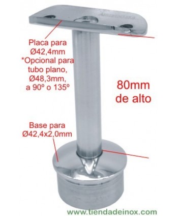 Medida soporte fijo de acero inoxidable pulido espejo para pasamanos 2654-INOX