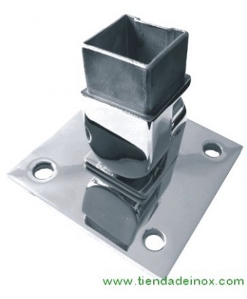 Soporte regulable cuadrado de acero inox pulido espejo para poste 2818-INOX