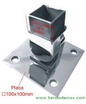 Medidas soporte regulable cuadrado de acero inox pulido espejo para poste 2818-INOX