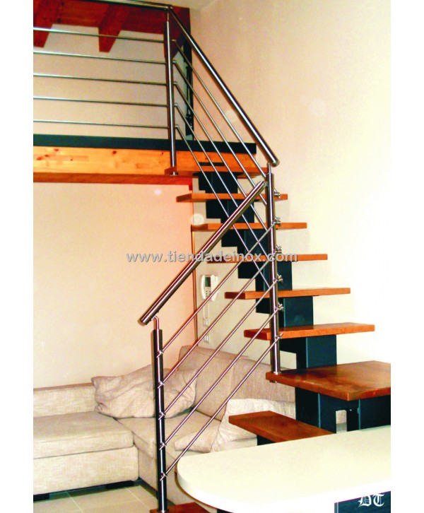 Pasamanos de cable de acero escaleras rectas de madera escalera de