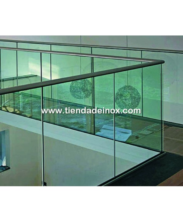 Baranda de vidrio con pasamanos de acero inox y perfil de aluminio Nº8413
