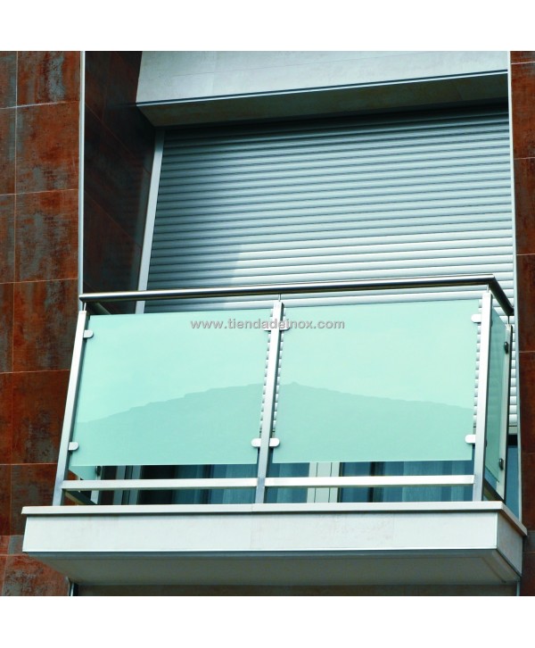 Balcón de acero inoxidable con cristal, tubo cuadrado y tubo redondo Nº8443
