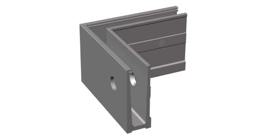 Perfil en U de aluminio satinado para vidrio