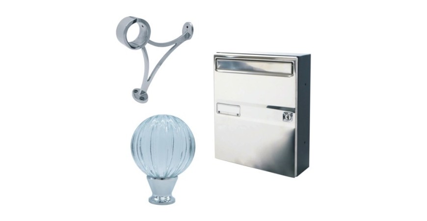 Soportes, remates y buzones en acero inox pulido espejo